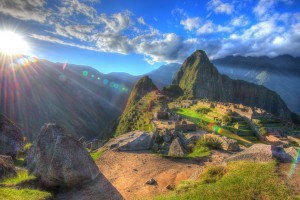 Take awesome pics with my HTC of sunset over Machu Picchu