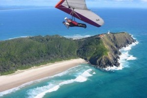 Hang glide over Byron Bay