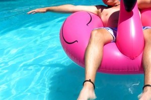 relaxing on the pool