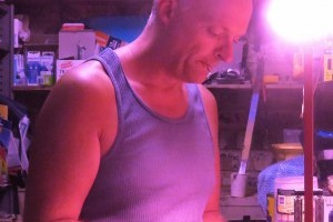 working in the shed