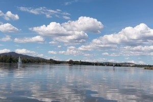 paddling my kayak on a lake during a brilliant sunny autumn