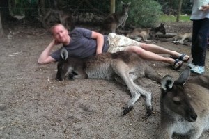Chilling with a Kangaroo at Peel Zoo