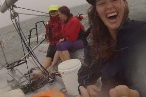 Selfies on a rainy day. 86 nautical miles to go!